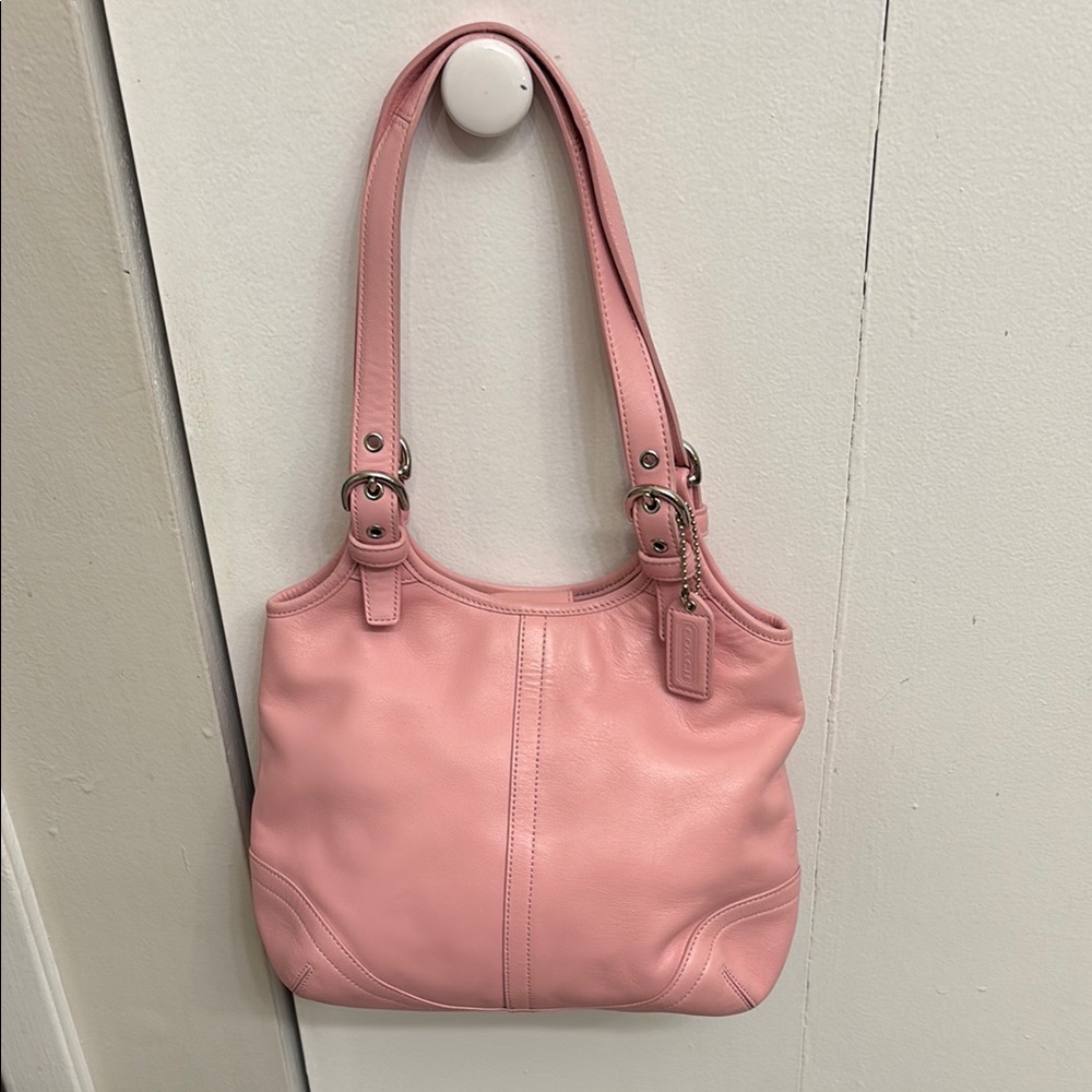 Vintage Coach baby Pink Leather Tote Bag